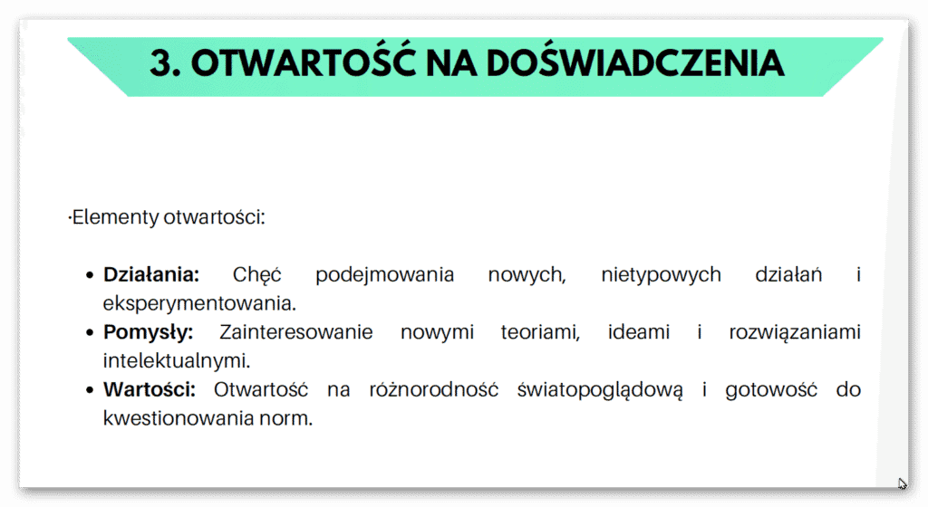 otwartość na doświadczenia - osobowość